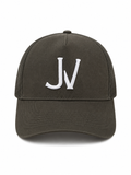 Black cap with 'JV' logo on a white background
